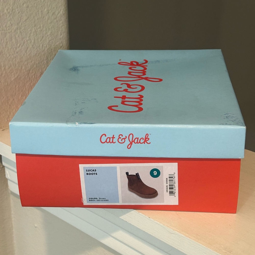 Cat & Jack Chelsea Boots Toddler Boys Sz 9 Lucas Brown Elastic Stretch - Picture 6 of 6